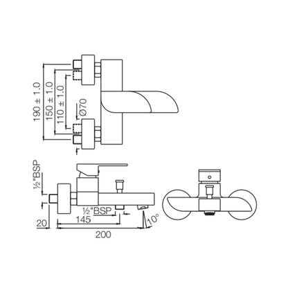 Jaquar 2 Way Wall Mixer Alive ALI-WHM-85119 Normal Flow - White Matt Finish
