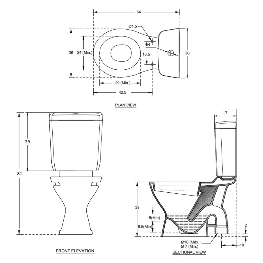 Hindware Floor Mounted White 2 Piece WC Alpha S-100 20100 WHITE with S-Trap
