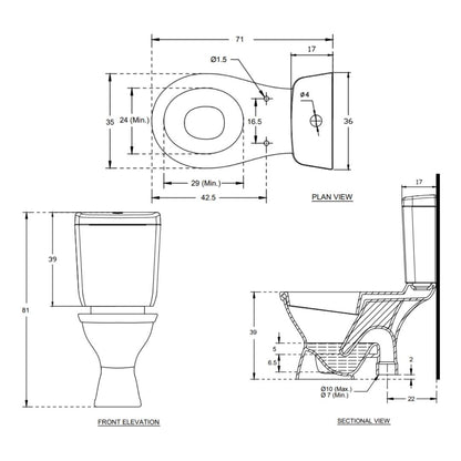 Hindware Floor Mounted White 2 Piece WC Alpha S-200 20101 WHITE with S-Trap