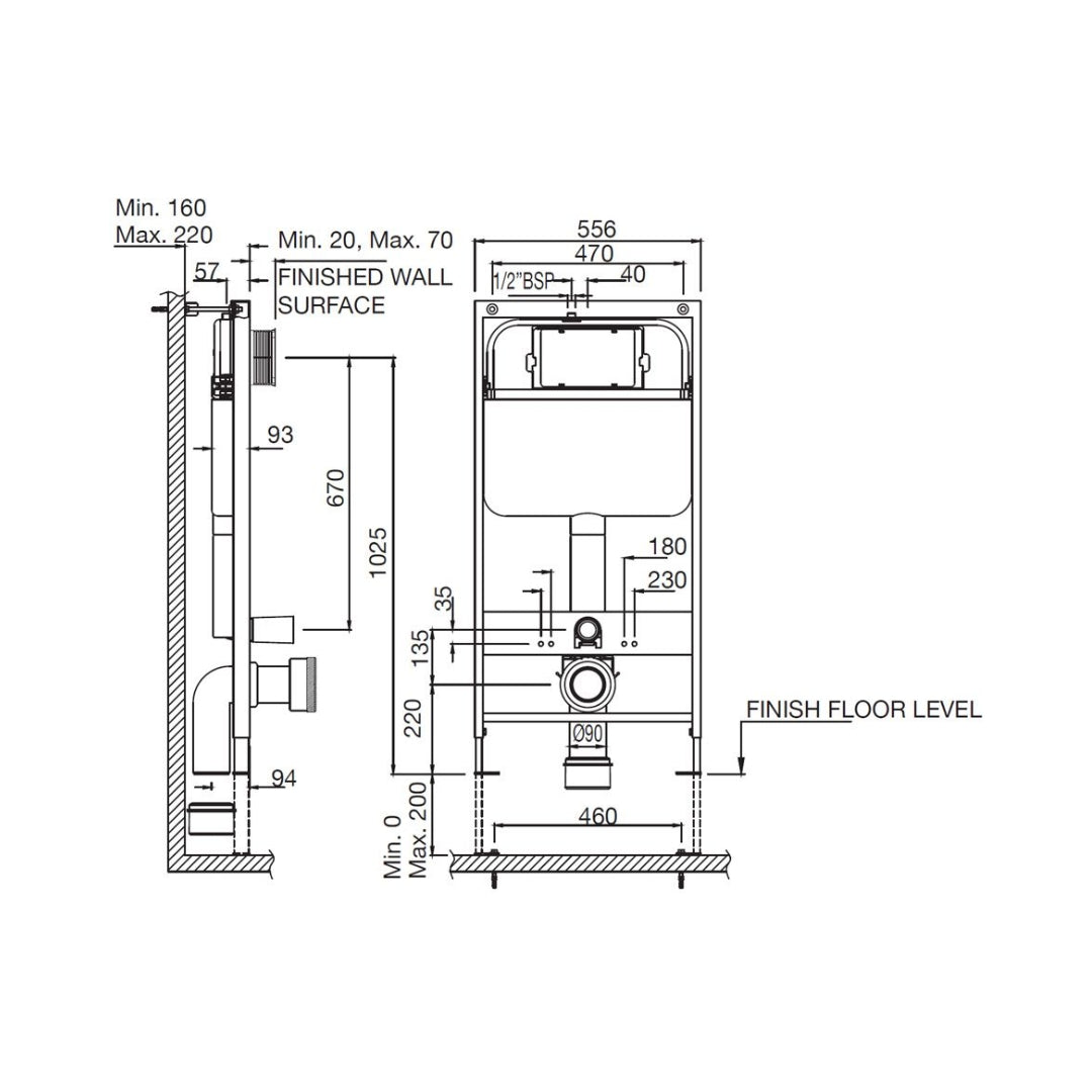 Artize Pneumatic Concealed Floor Mounted Cistern Full Frame APC-WHT-5012500FP - White