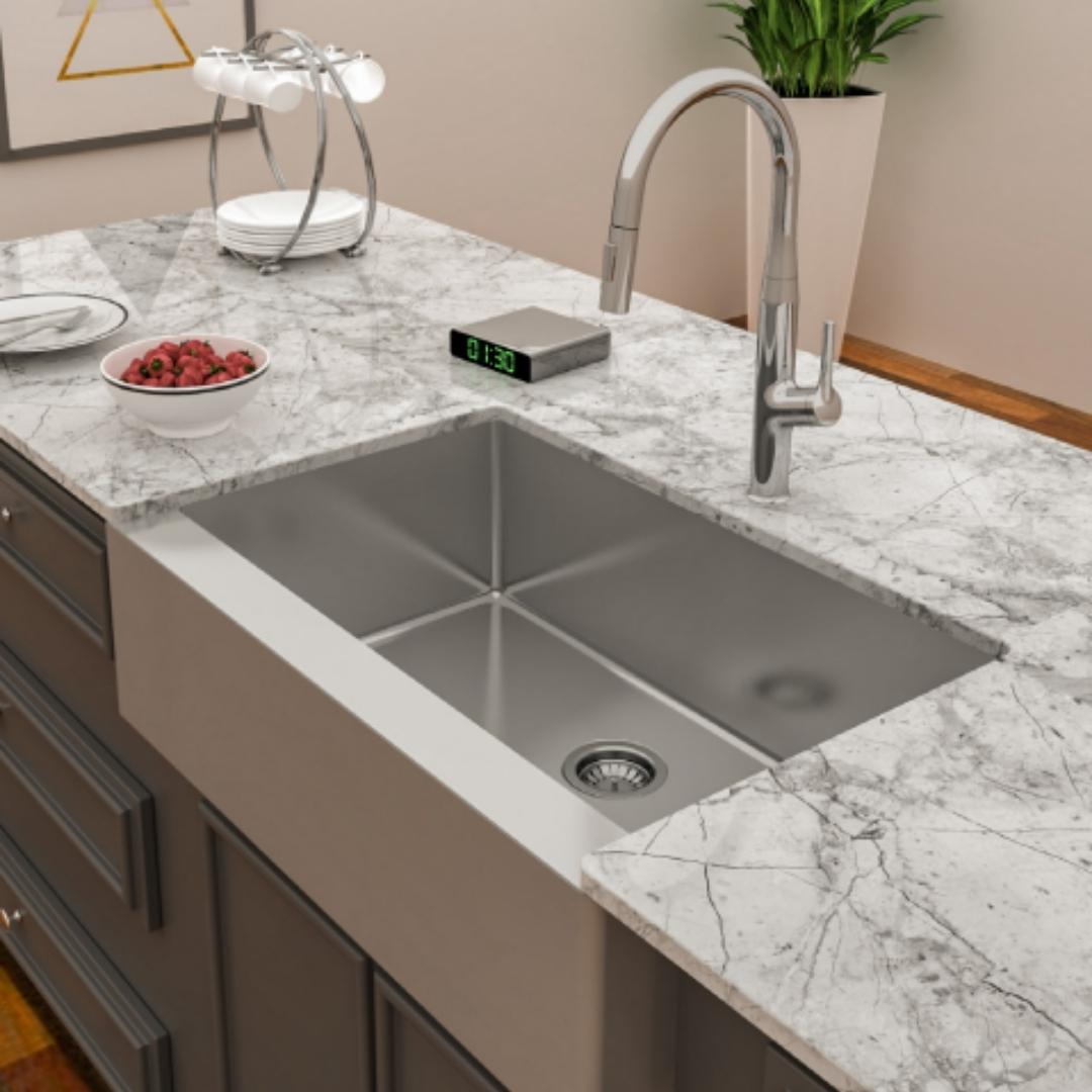 Carysil Stainless Steel Sink Apron APPRON RADIUS 1.2 MM 33 X 22 X 9 ( 33 x 22 inches ) - Matt