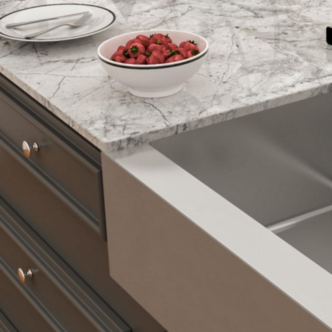 Carysil Stainless Steel Sink Apron APPRON RADIUS 1.2 MM 33 X 22 X 9 ( 33 x 22 inches ) - Matt