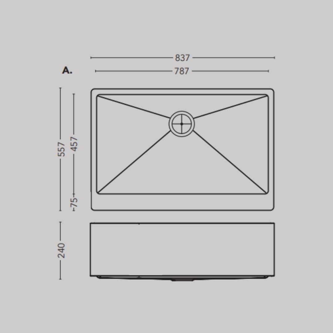 Carysil Stainless Steel Sink Apron APPRON STRAIGHT 1.2 MM 33 X 22 X 9 ( 33 x 22 inches ) - Matt
