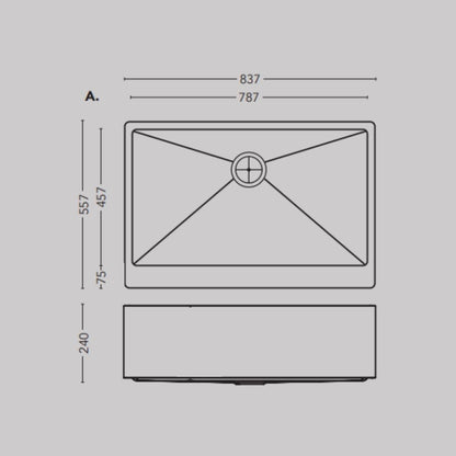 Carysil Stainless Steel Sink Apron APPRON STRAIGHT 1.2 MM 33 X 22 X 9 ( 33 x 22 inches ) - Matt
