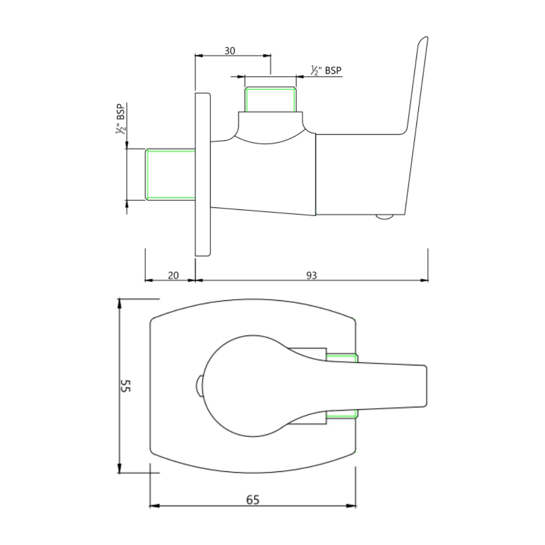 Essco Basin Area Angle Valve Aspire APR-CHR-101053 - Chrome