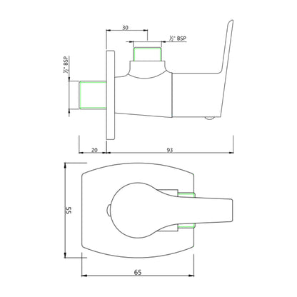 Essco Basin Area Angle Valve Aspire APR-CHR-101053 - Chrome