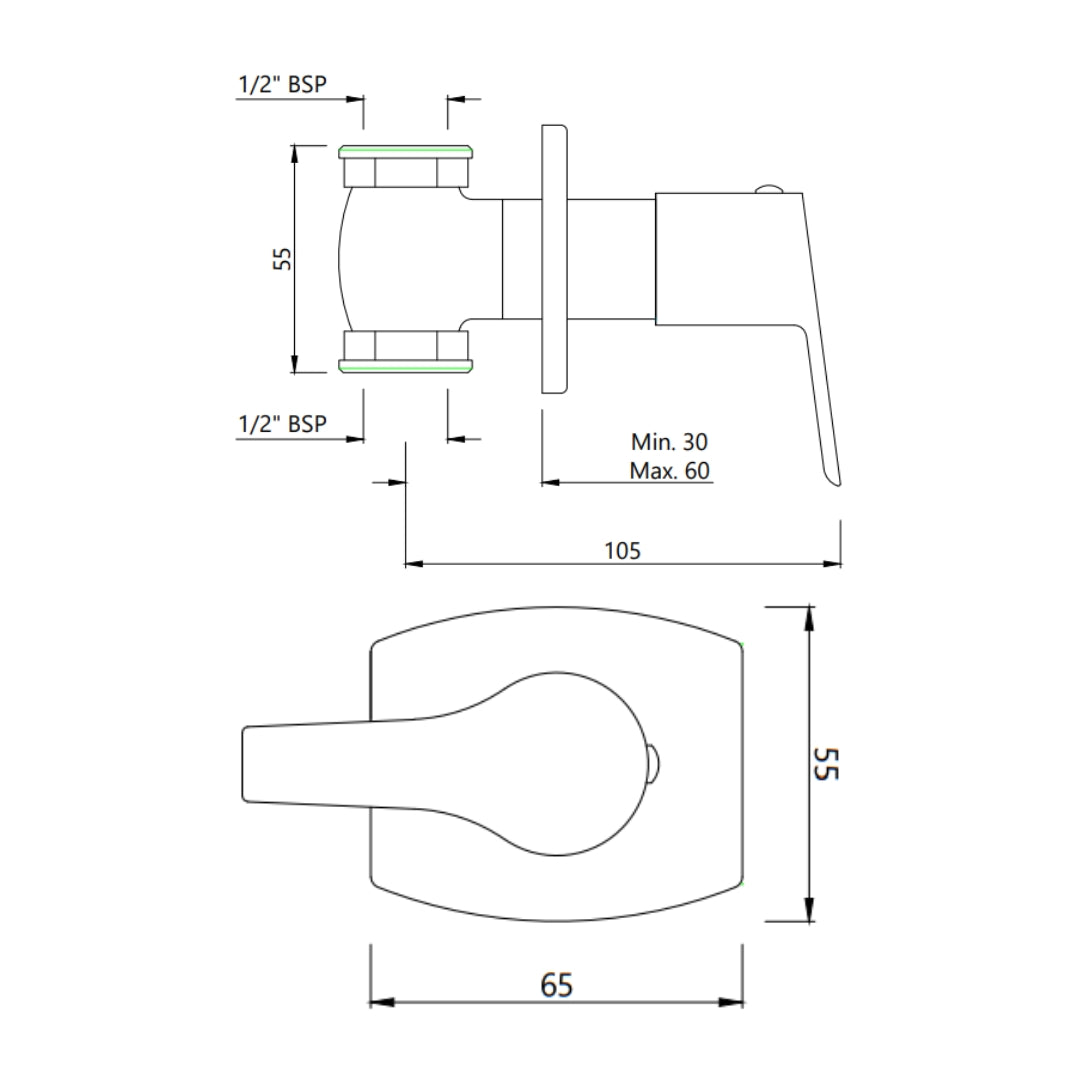 Essco Basin Area Stop Valve Aspire APR-CHR-101069 - Chrome