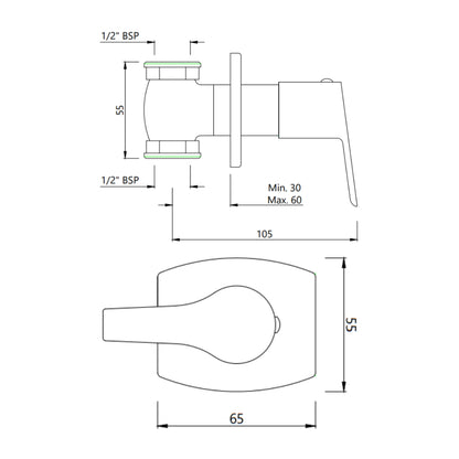 Essco Basin Area Stop Valve Aspire APR-CHR-101069 - Chrome