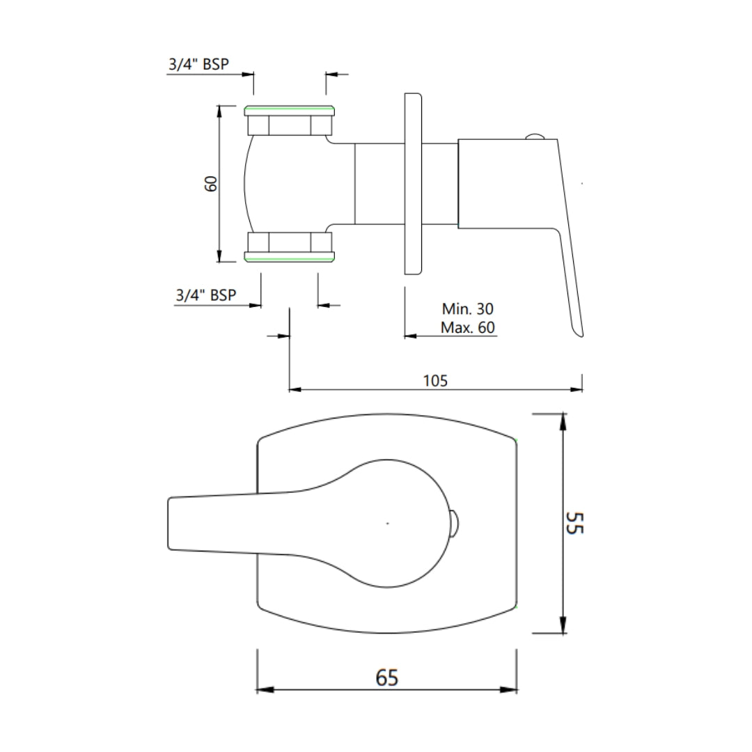 Essco Basin Area Stop Valve Aspire APR-CHR-101099 - Chrome