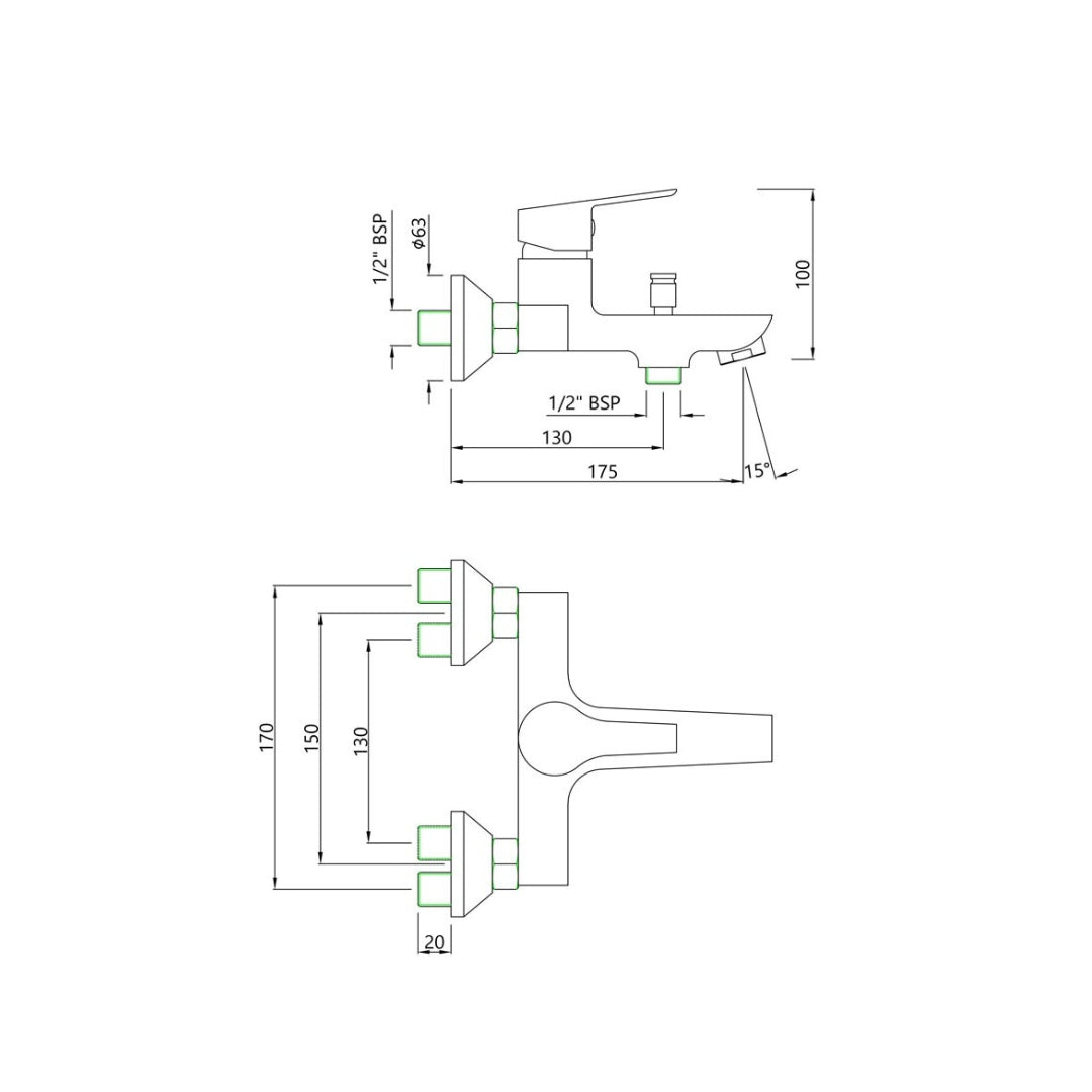 Essco 2 Way Diverter Aspire APR-CHR-101119 - Chrome Finish