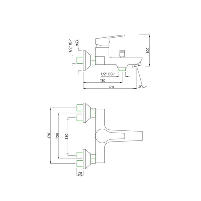 Essco 2 Way Diverter Aspire APR-CHR-101119 - Chrome Finish