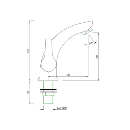 Essco Table Mounted Regular Basin Tap Aspire APR-CHR-101123 - Chrome