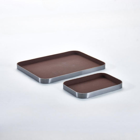 Espresso Leather Elegance Decorative Tray