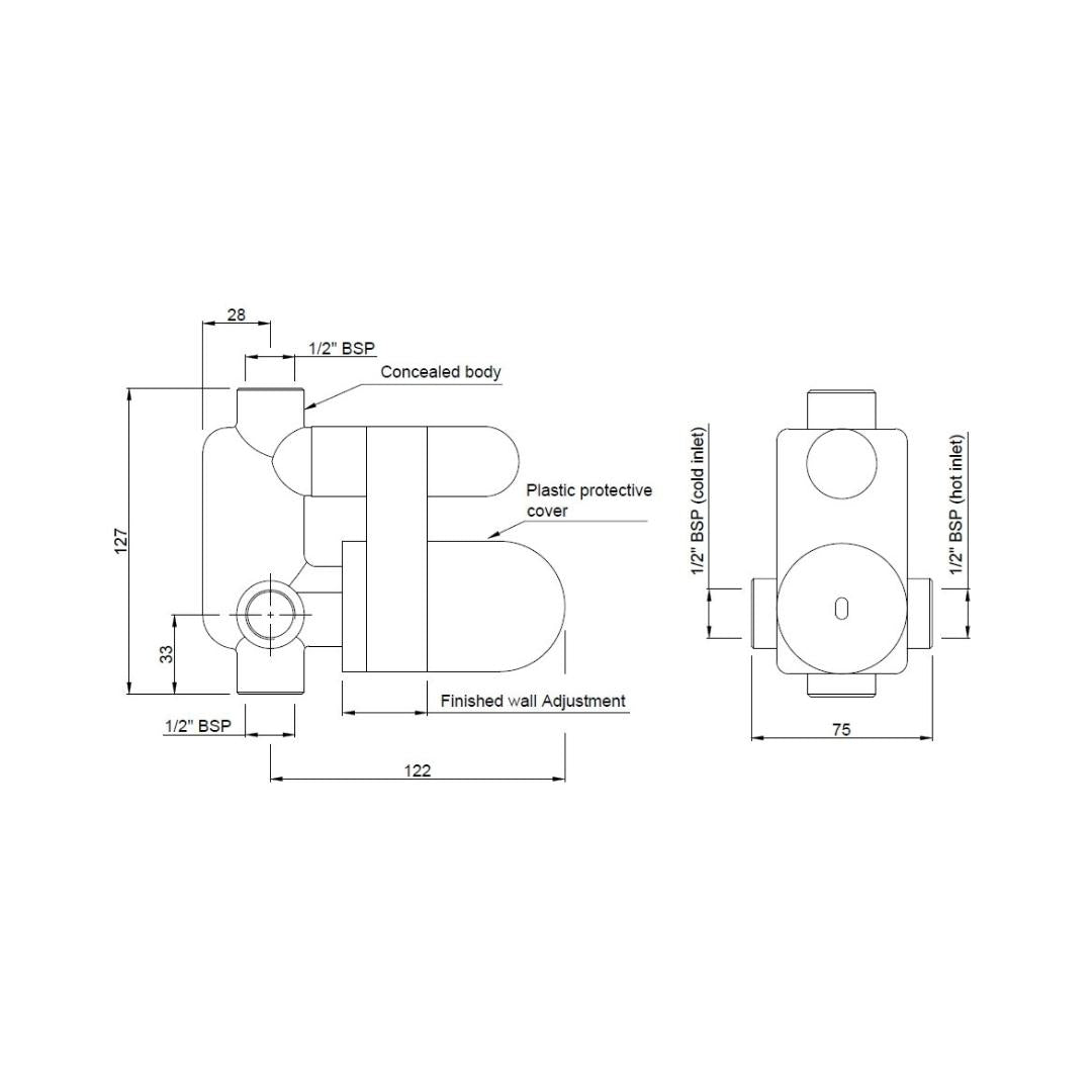 Jaquar 2 Way Diverter Valve Allied ARC-CHR-87065C - Chrome