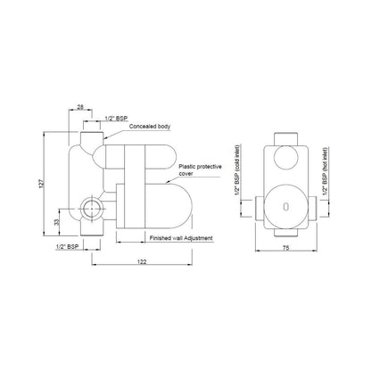 Jaquar 2 Way Diverter Valve Allied ARC-CHR-87065C - Chrome