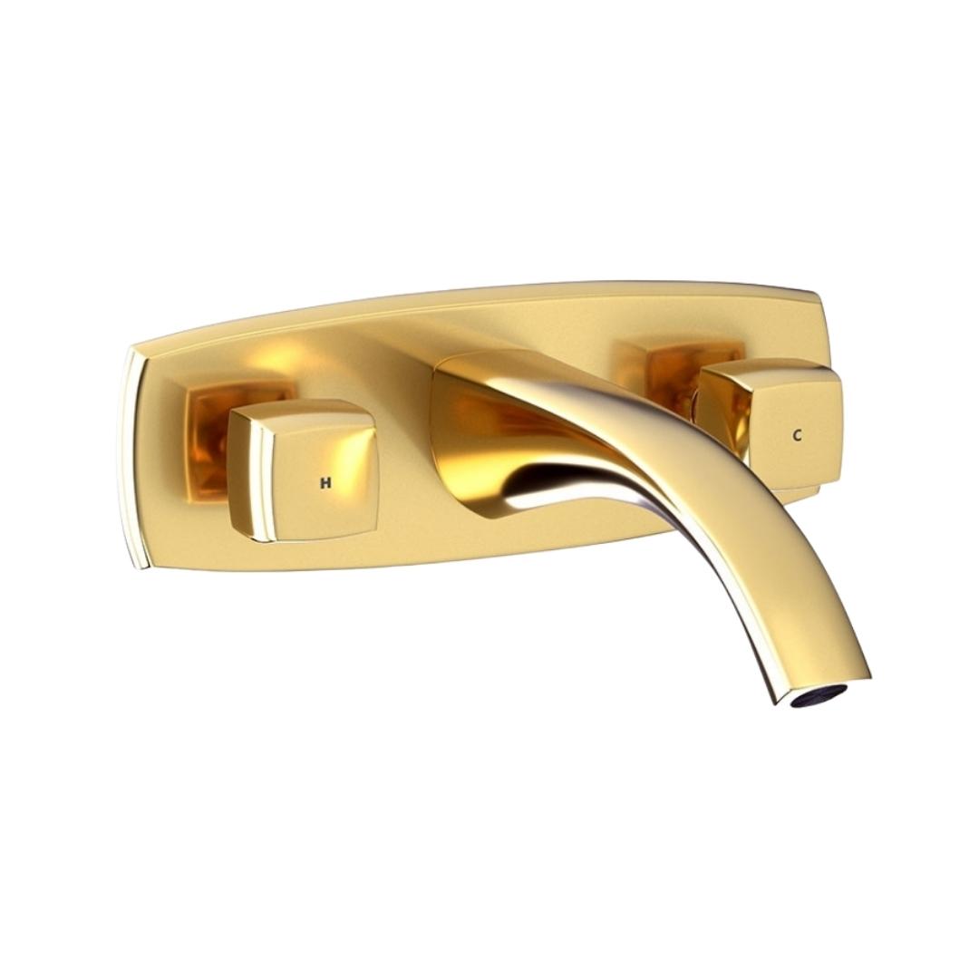 Jaquar Wall Mounted Basin Mixer Arc ARC-GLD-87433 - Full Gold