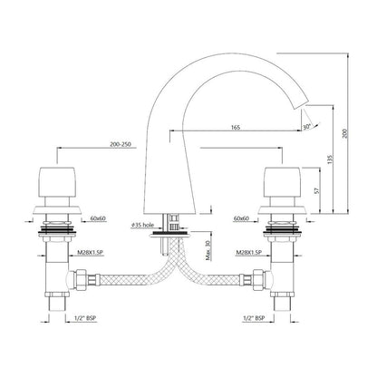 Jaquar Table Mounted Regular Basin Mixer Arc ARC-GRF-87189 - Graphite
