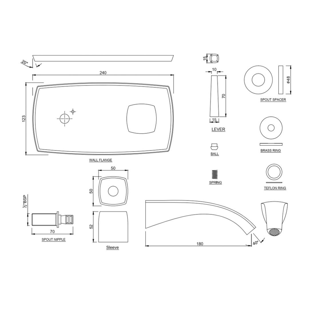Jaquar Wall Mounted Basin Mixer Arc ARC-WHM-87233K - White Matt
