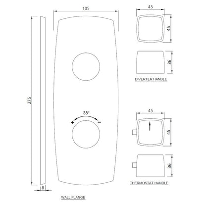 Jaquar 1 Way Thermostatic Diverter ARC ARC-WHM-87661 Normal Flow - White Matt Finish