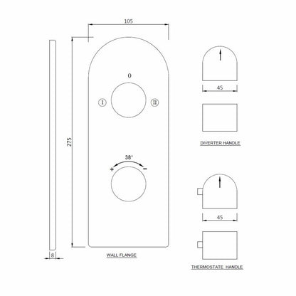 Jaquar 2 Way Thermostatic Diverter Aria ARI-CHR-39681K Normal Flow - Chrome Finish