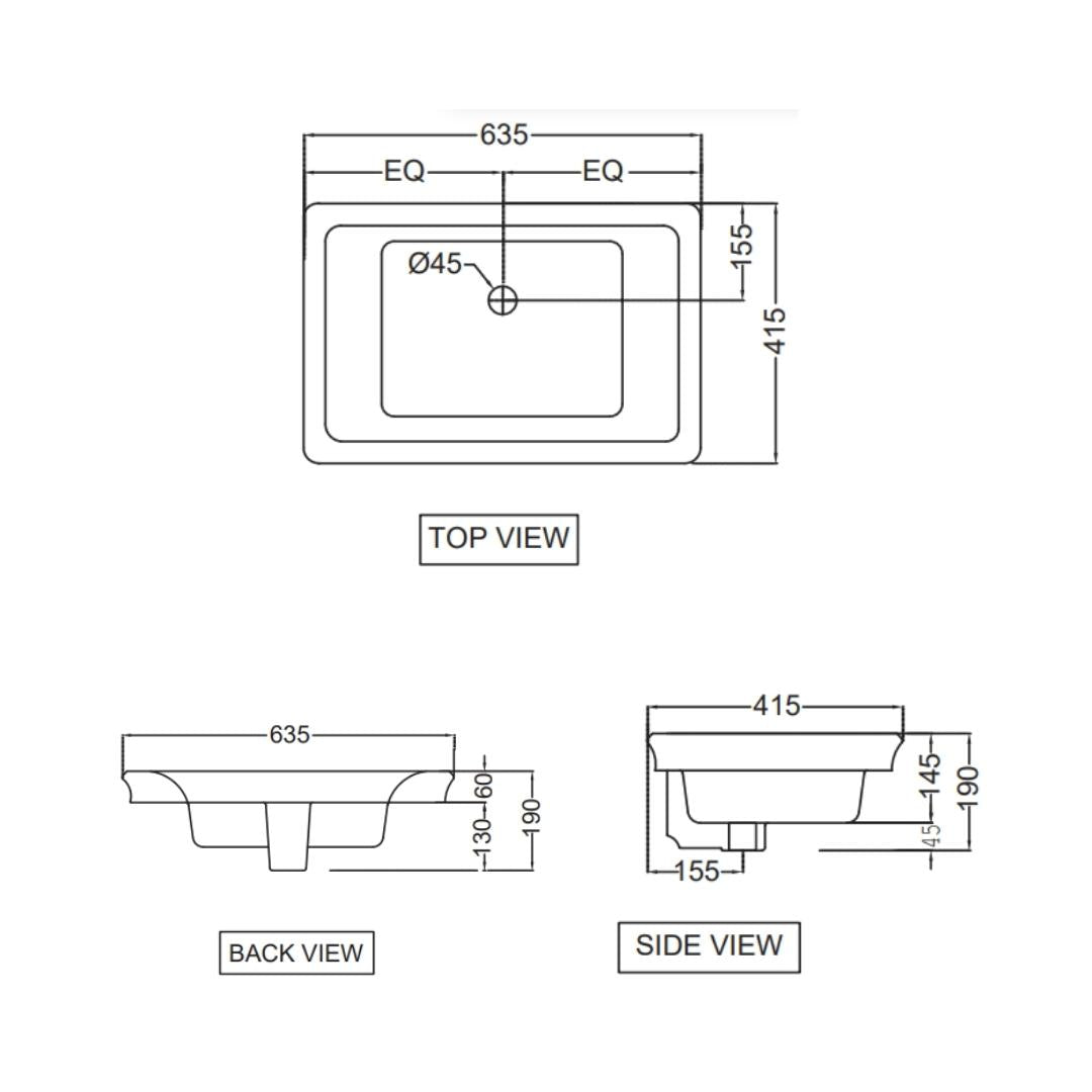 Jaquar - Counter Top Rectangle White Wash Basin - Aria - ARS WHT 39601 ...