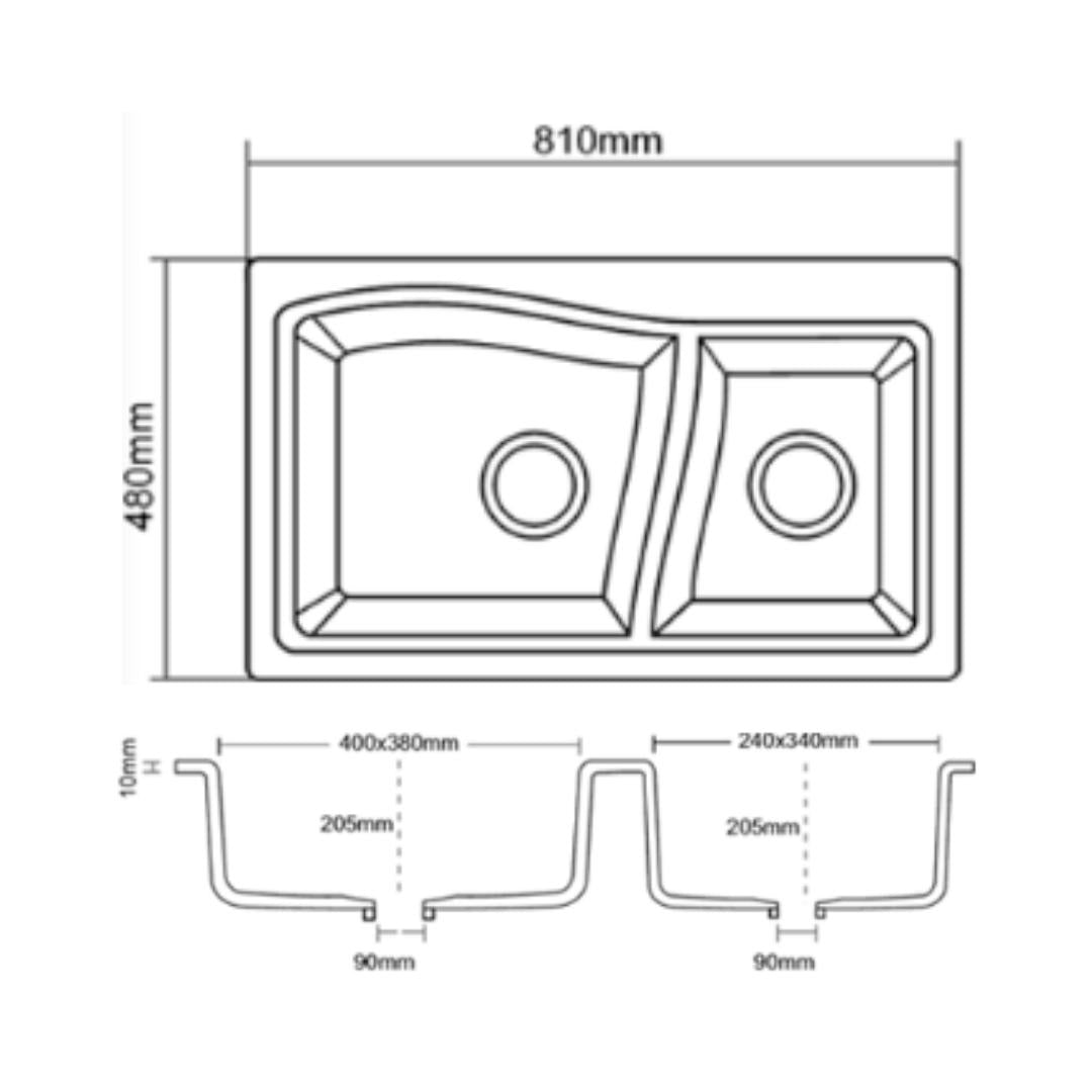 Asiatique Quartz Sink Diamond DIAMOND ( 32 x 19 inches )  -  Pluto