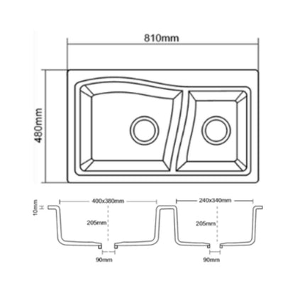 Asiatique Quartz Sink Diamond DIAMOND ( 32 x 19 inches )  -  Rusty