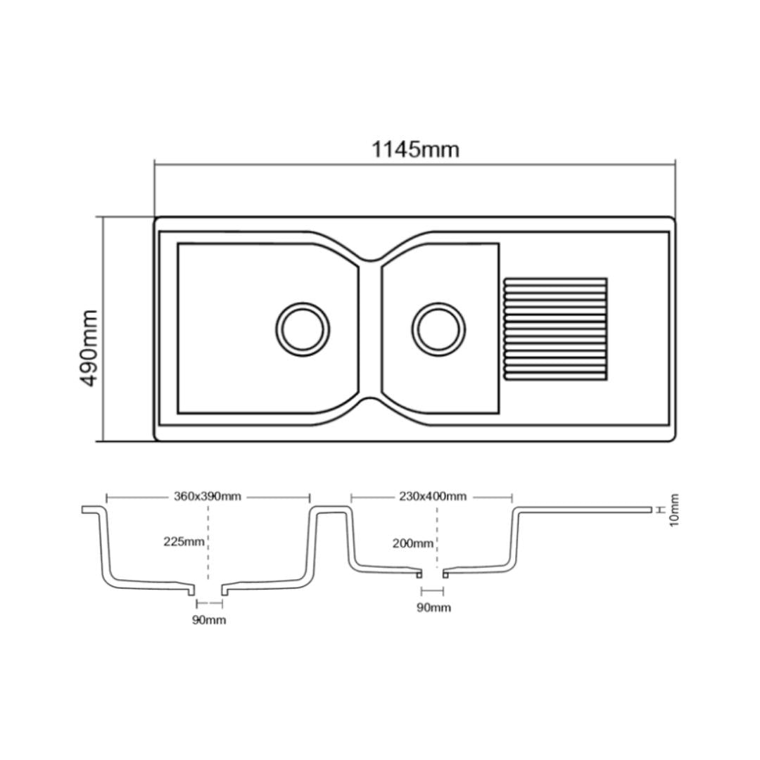Asiatique Quartz Sink Lexa LEXA ( 45 x 19.5 inches )  -  Mars
