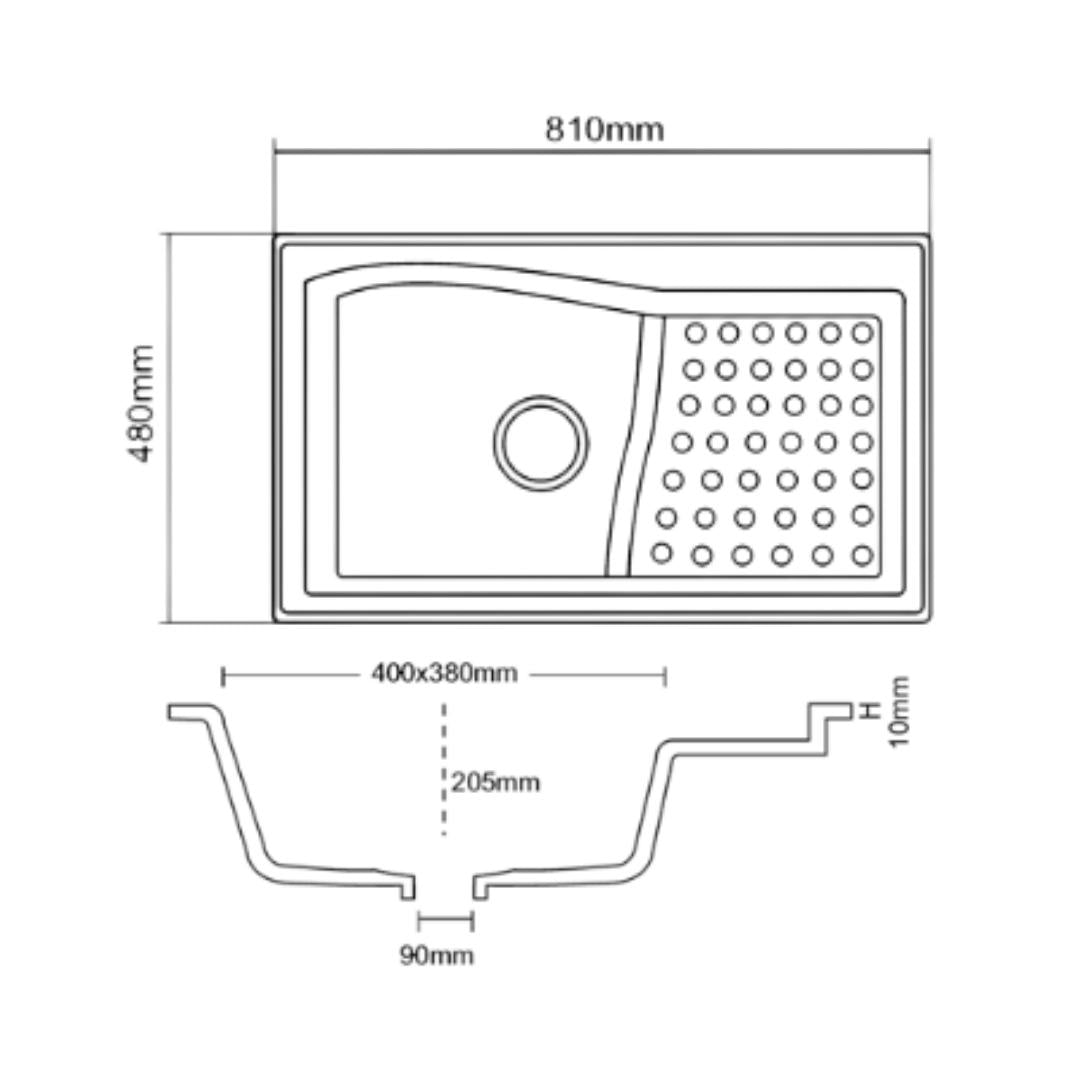 Asiatique Quartz Sink Metra METRA ( 32 x 19 inches )  -  Mercury