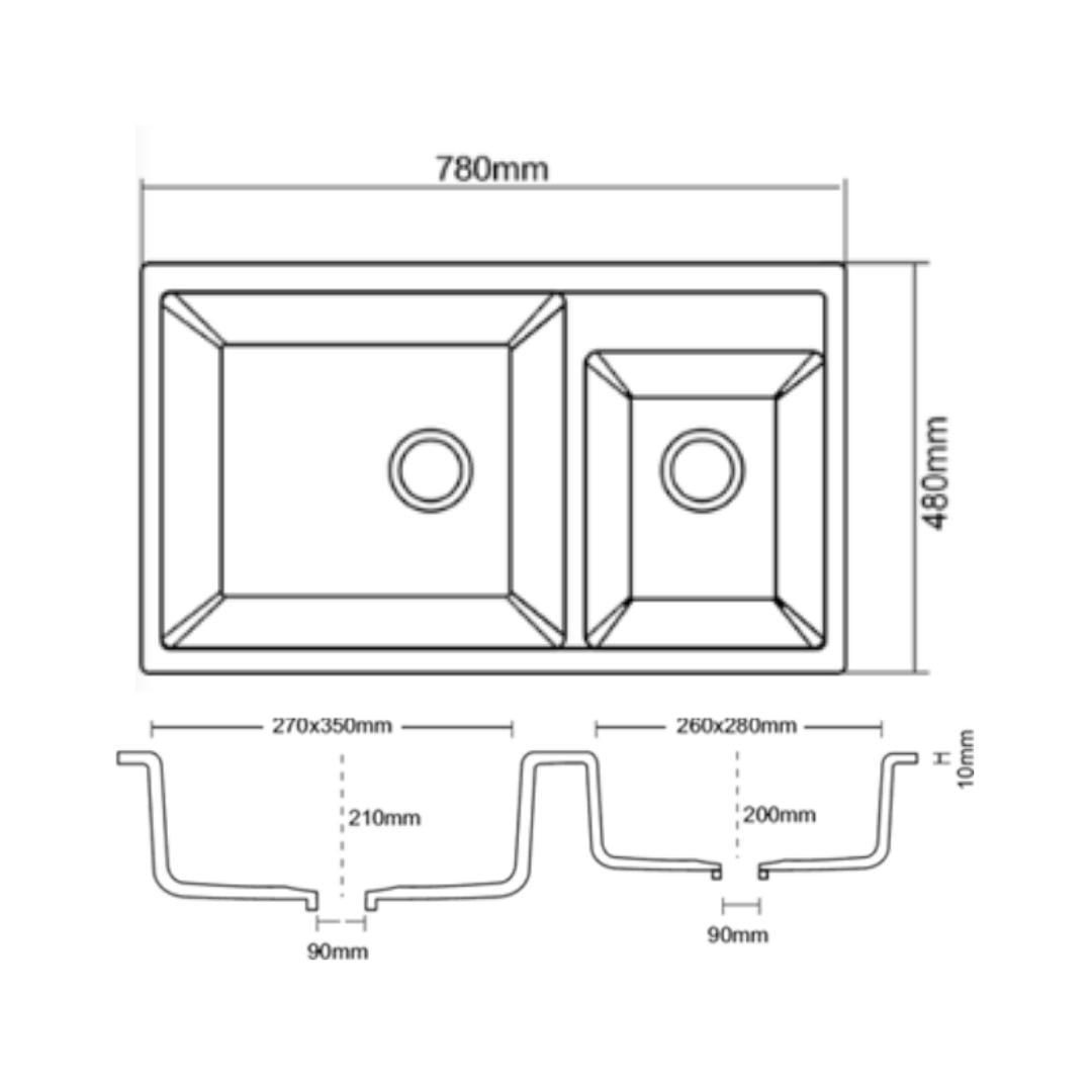 Asiatique Quartz Sink Vision VISION ( 31 x 19.5 inches )  -  Pluto