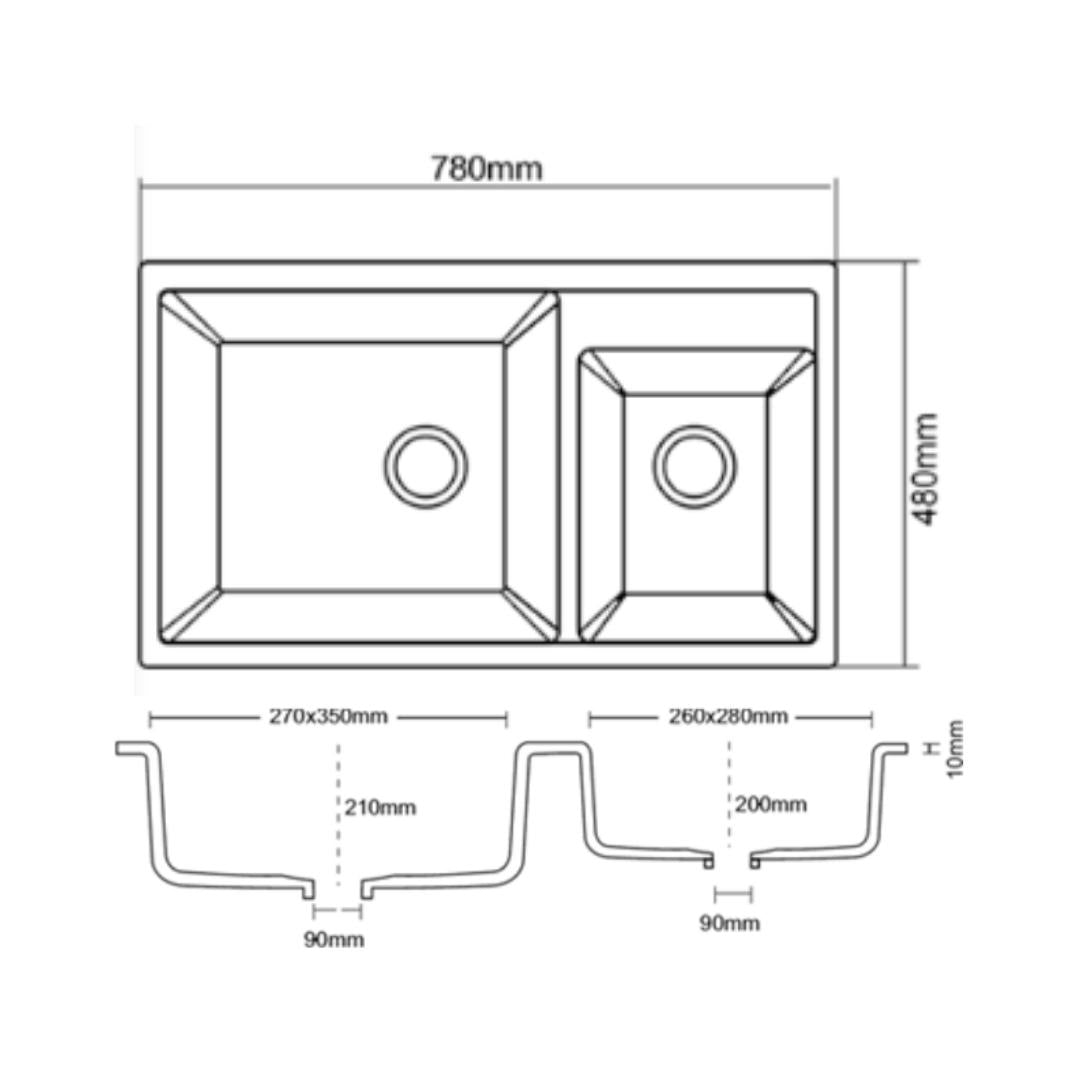 Asiatique Quartz Sink Vision VISION ( 31 x 19.5 inches )  -  White
