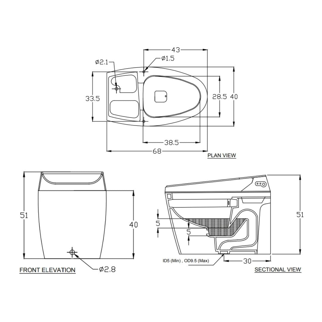 Hindware Wall Mounted White Closet WC Automate 92561 STARWHITE with P-Trap