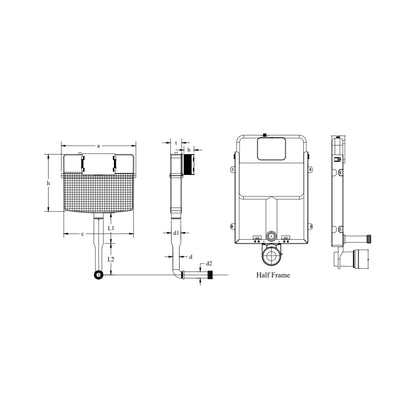 Cera Chevron External Wall Mounted Cistern Half Frame B1110112 - White
