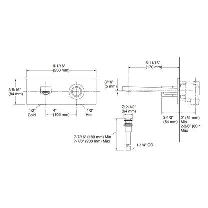Kohler Wall Mounted Basin Mixer Composed K-73061T-7-BV - Brushed Bronze