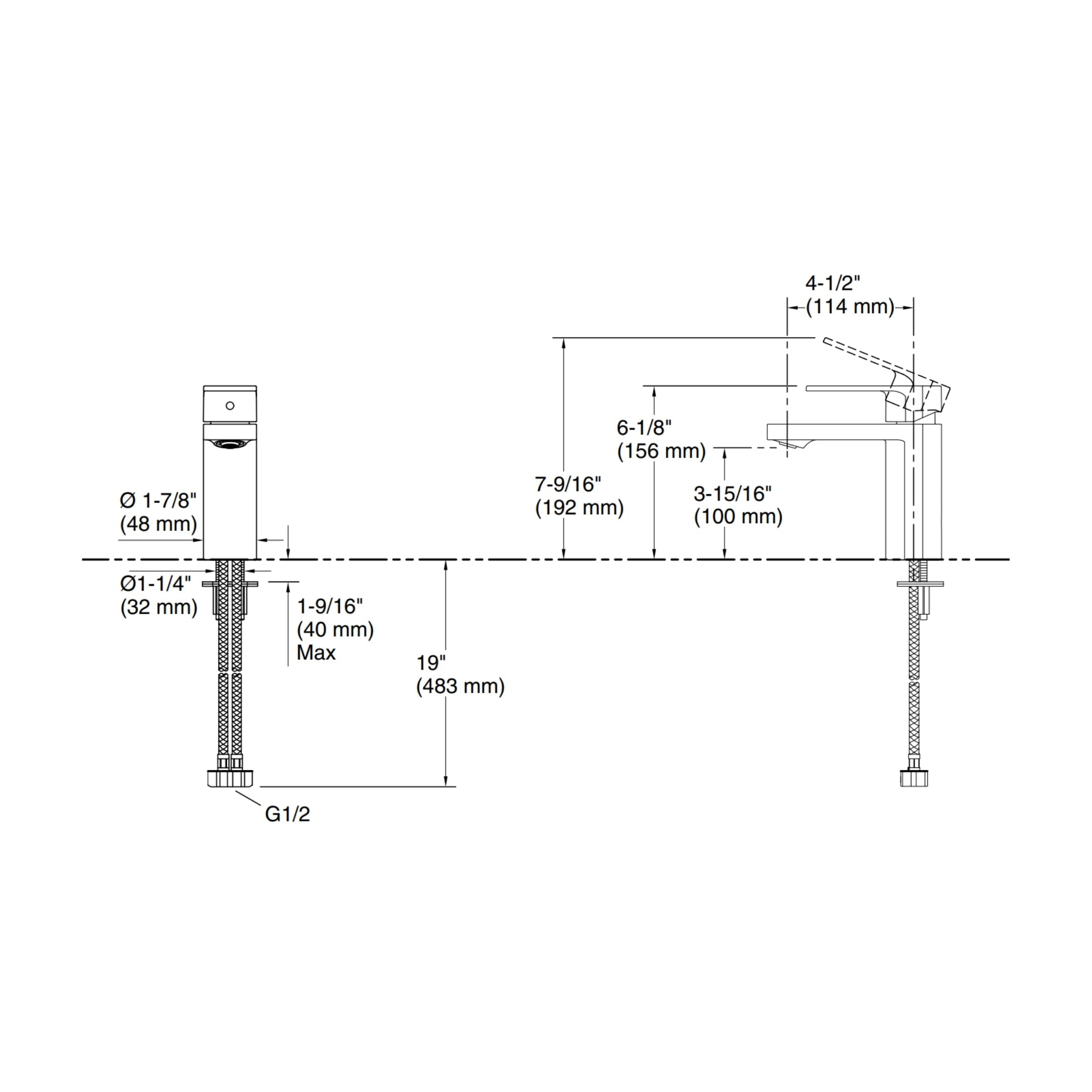 Kohler Table Mounted Regular Basin Mixer Parallel K-23472IN-4ND-CP
