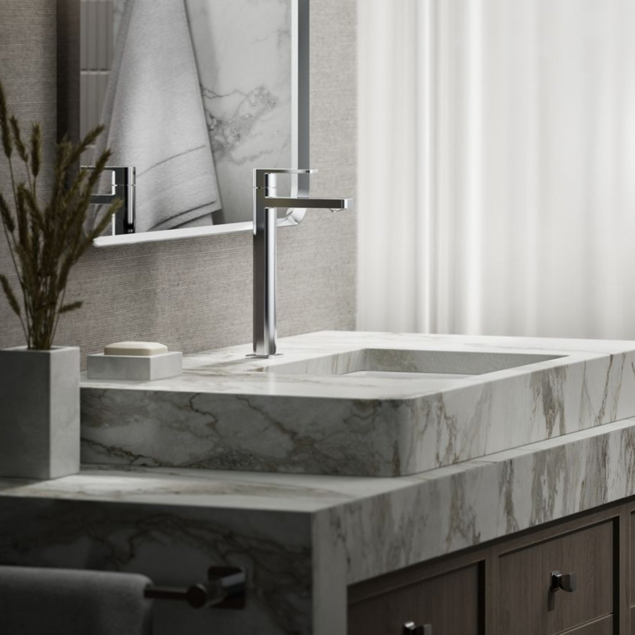 Kohler Table Mounted Tall Boy Basin Tap Parallel K-23483IN-4-CP