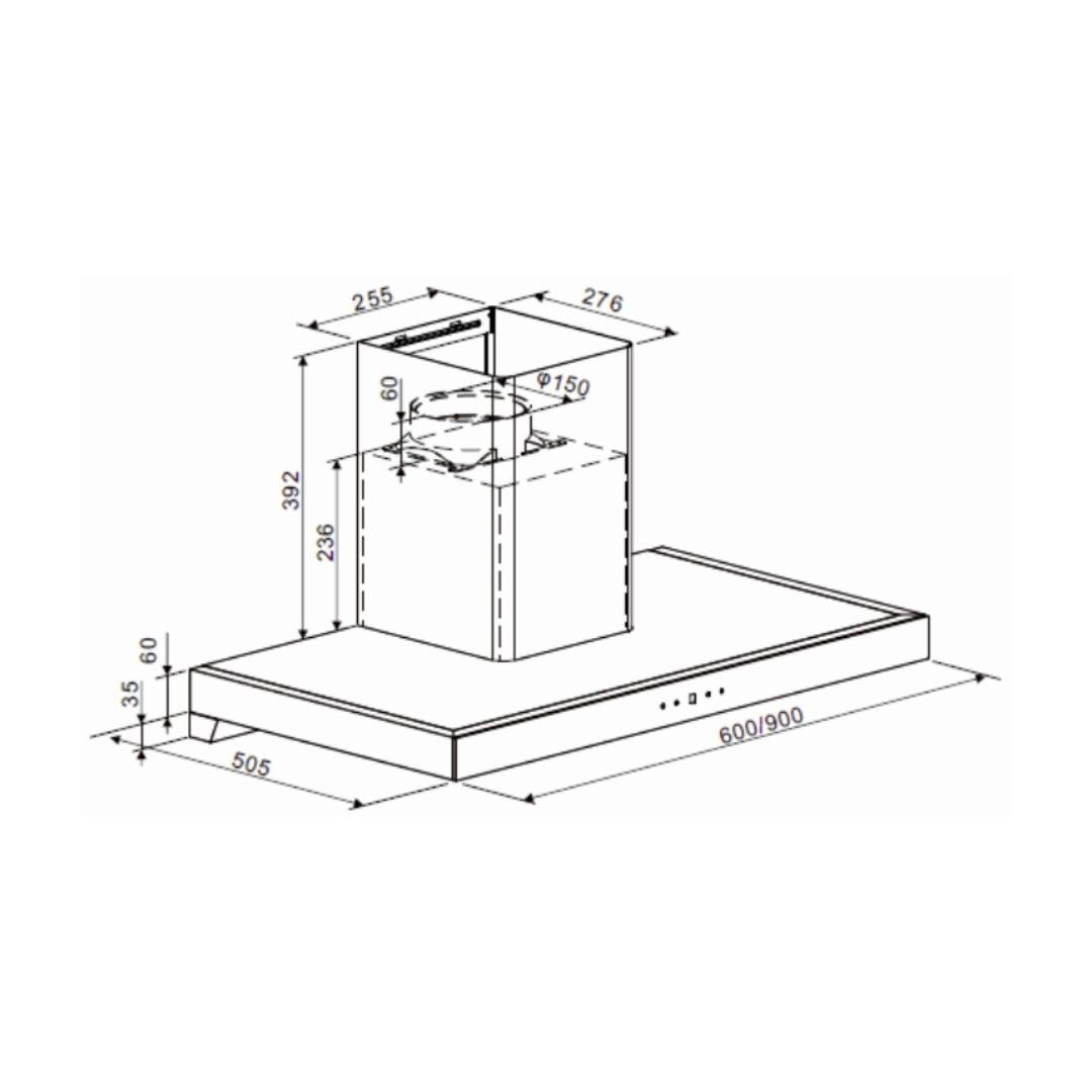 Carysil 60 cm Wall Mounted Chimney Energy Saving Chimney Berlin 60 + Carysil Cooking Range FSCR 01