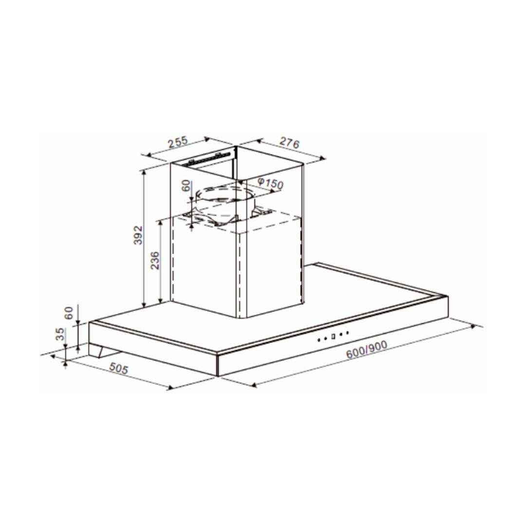 Carysil 90 cm Wall Mounted Chimney Energy Saving Chimney Berlin 90