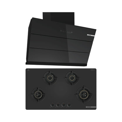 Bosch 90 cm Wall Mounted Chimney DWK98IJ60I + Bosch 90 cm 4 Burner Hob Series 6 PNH9O6G20I