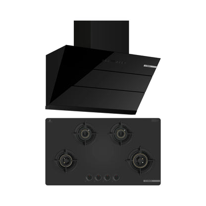 Bosch 90 cm Wall Mounted Chimney Series 2 DWK91CJ60I + Bosch 90 cm 4 Burner Hob Series 6 PNH9O6G20I