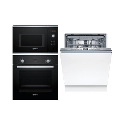 Bosch Built In Oven HBF532BA0I + Bosch Built-In Microwave Series 4 BEL553MS0I + Bosch Built In Dishwasher Series 6 SMV6HMX01I with 15 Place Settings