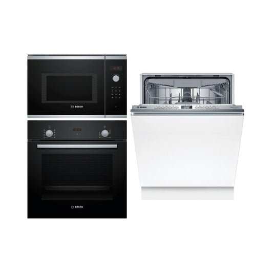 Bosch Built In Oven HBF532BA0I + Bosch Built-In Microwave Series 4 BEL553MS0I + Bosch Built In Dishwasher Series 6 SMV6HMX01I with 15 Place Settings