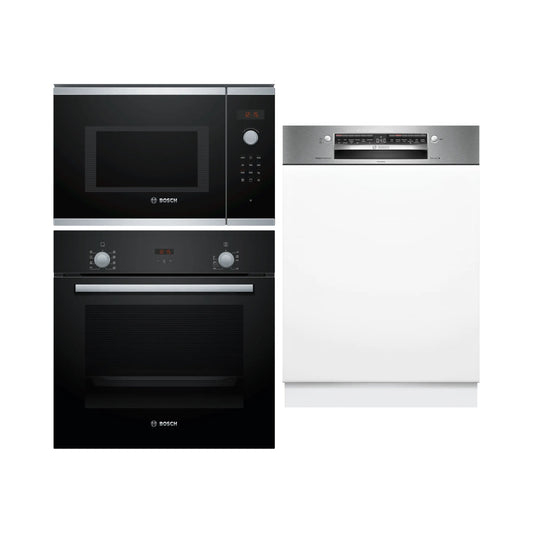 Bosch Built In Oven HBF532BA0I + Bosch Built-In Microwave Series 4 BEL553MS0I + Bosch Built In Dishwasher Series 4 SMI4IKS00I with 14 Place Settings