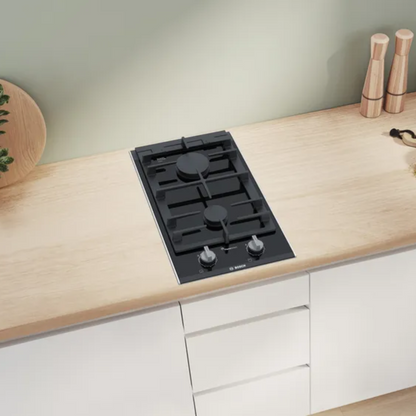 Bosch 60 cm Wall Mounted Chimney DWB68IJ60I + Bosch 30 cm 2 Burner Hob PRB3A6D70I + Bosch 4 Zones Induction Hob PIE651BB5I