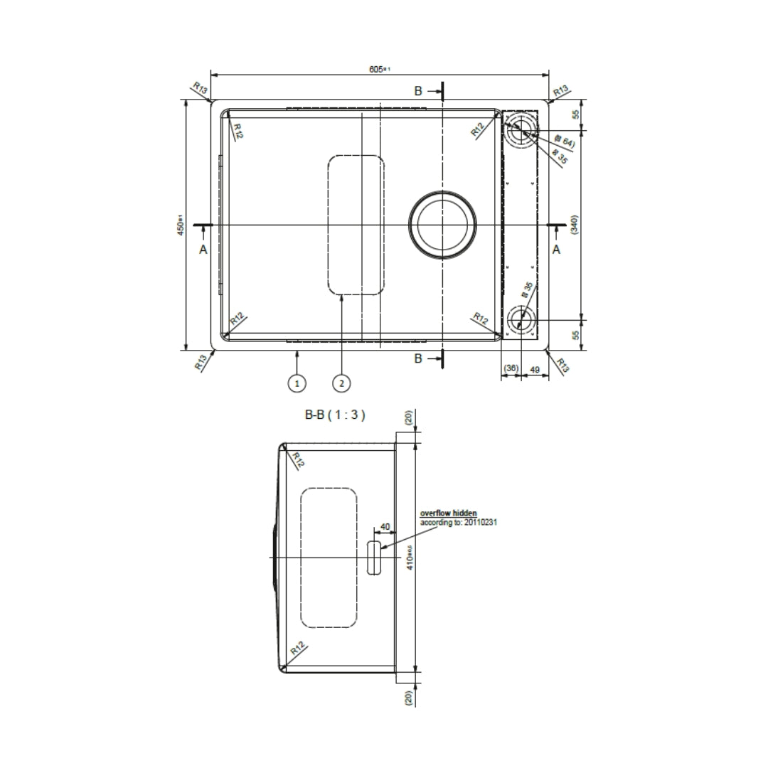 Franke Stainless Steel Sink Box Deluxe BOX DELUXE BXX 210 110 50 ( 24 x 18 inches ) - Satin