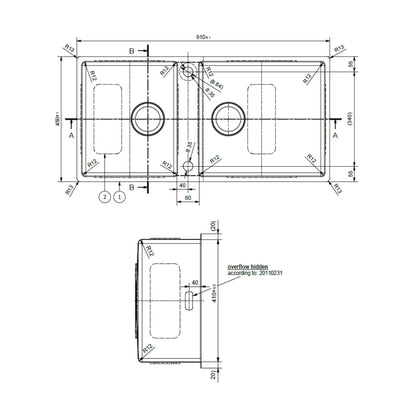 Franke Stainless Steel Sink Box Deluxe BOX DELUXE BXX 220 120 34 ( 36 x 18 inches ) - Satin
