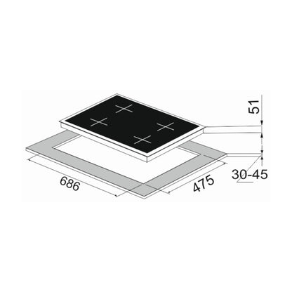 Carysil 78 cm 4 Burner Hob Brazzo Series BRAZZO 78 4