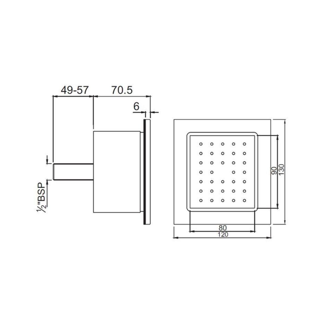 Jaquar Single Flow Body Shower BSH-BCH-1771 - Black Chrome