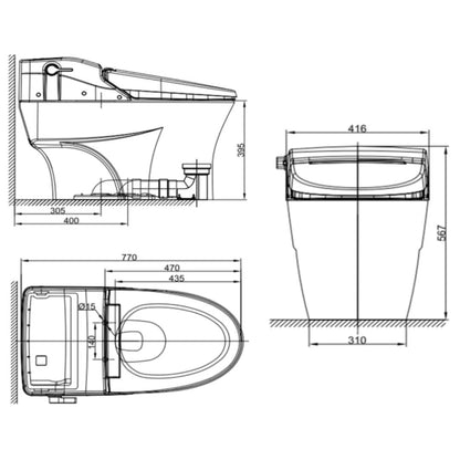 American Standard Floor Mounted White Closet WC Aerozen CEAS5312-1000402C0 with S-Trap