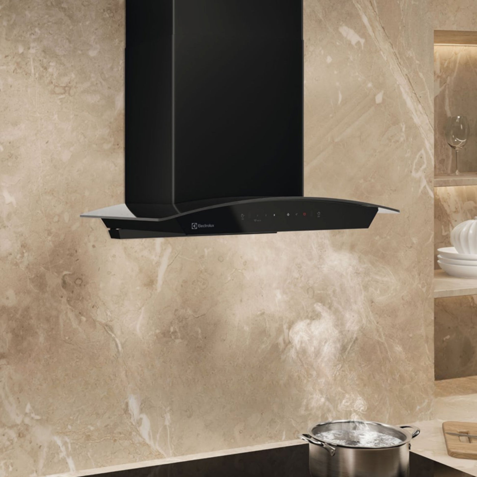 Electrolux 60 cm Wall Mounted Chimney UltimateTaste 700 Series ECC6841GB + Electrolux 60 cm 3 Burner Hob UltimateTaste 300 EHG6330BC